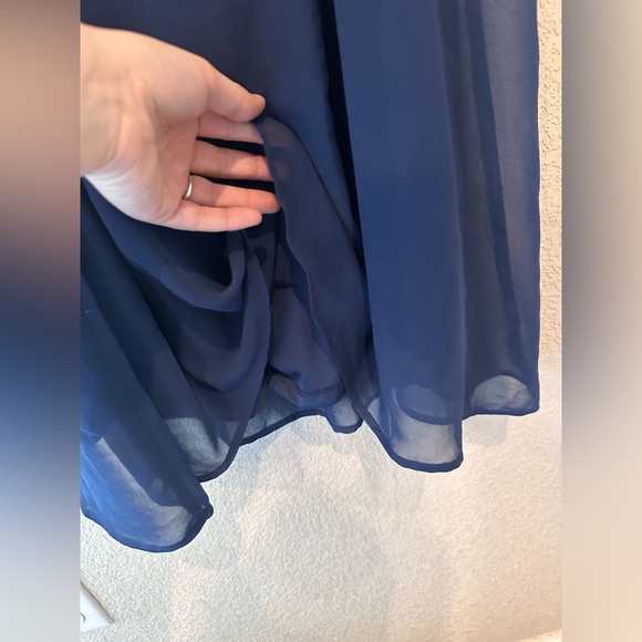 Forever 21 Navy Blue Chiffon Trapeze Swing Flowy Dress Size Small - Picture 6 of 8